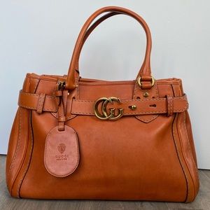 GUCCI Calfskin Large GG Running Tote Orange